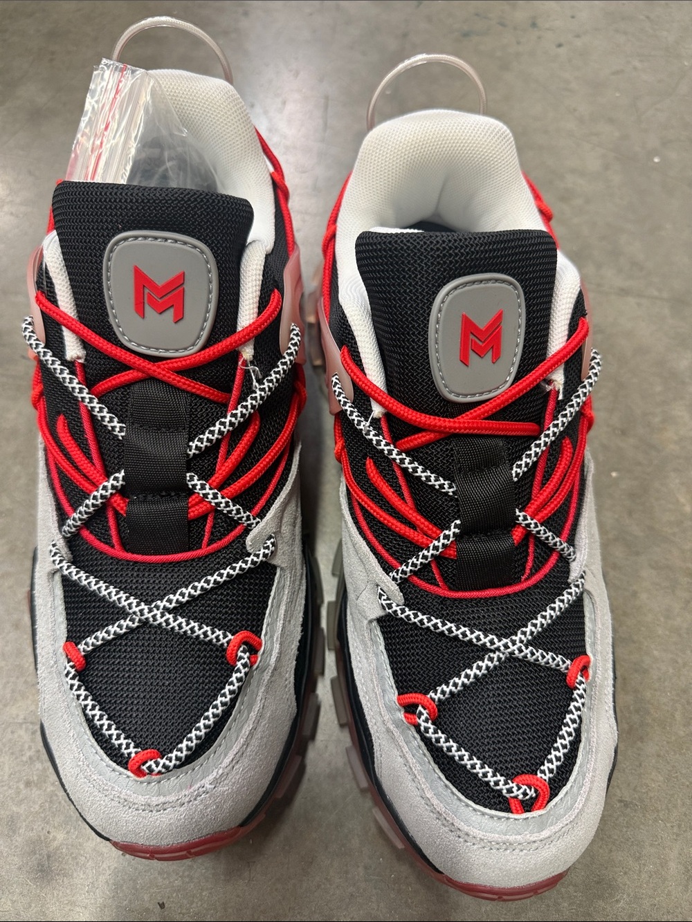 Men's Chunky Sneakers — Black, Gray & Red by (Unbranded)
